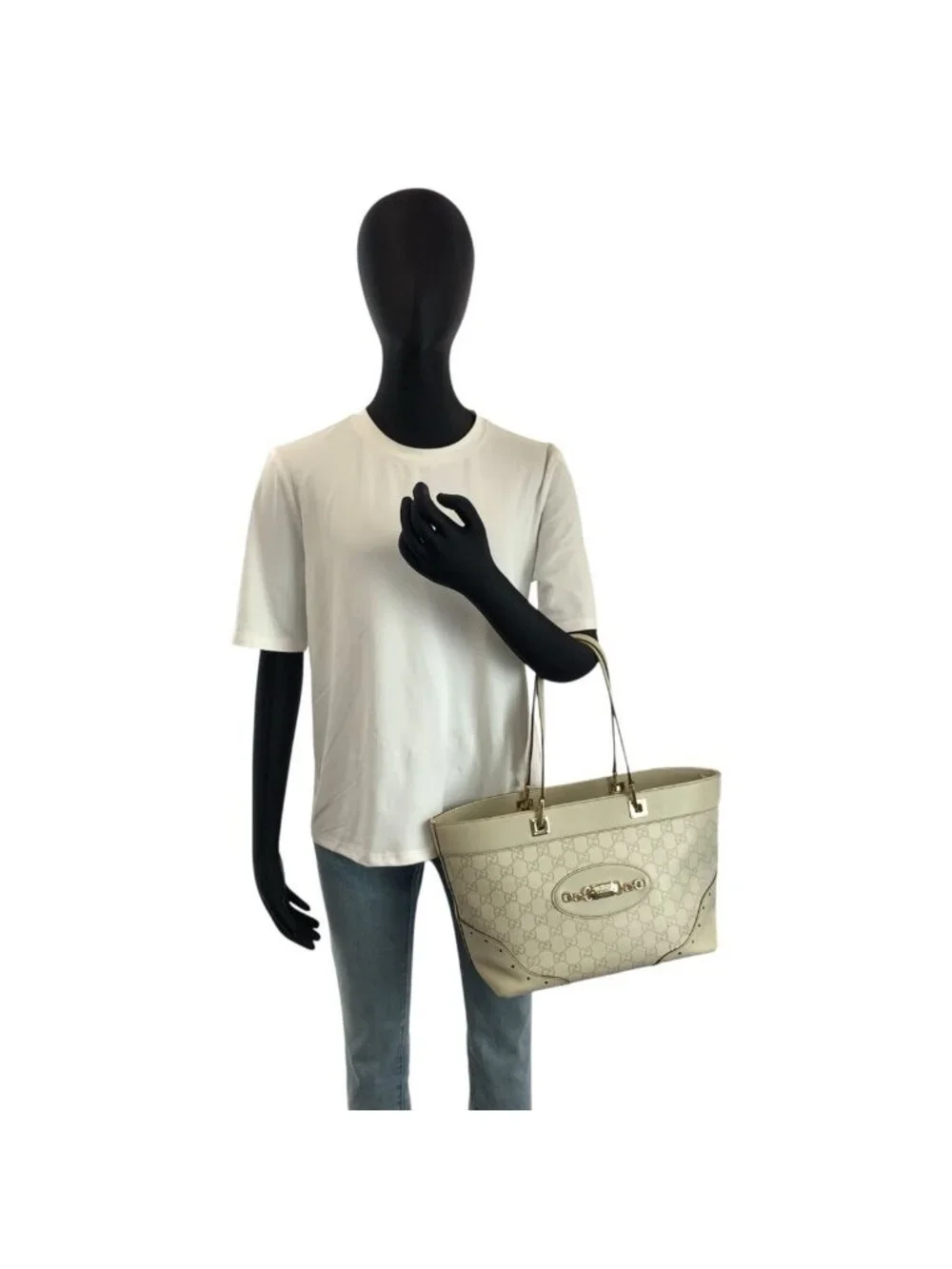 Gucci Guccissima Ivory Gold Leather Tote Shoulder - Picture 7 of 9